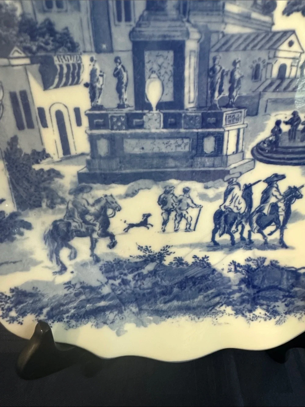 Vintage. Victoria Ware Ironstone Blue Town Scene Large Plate/Charger